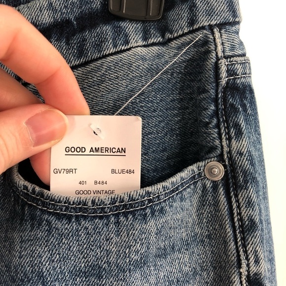 GOOD AMERICAN Good Vintage Straight Leg Jeans Distressed Ripped NWT 6 28 Hi Rise - Picture 3 of 8